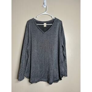 Women’s Size 3X (22W-24W) Faded Glory Black Silver Glitter Long Sleeve V-Neck